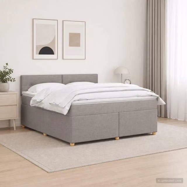 Letto box spring con materasso ibrido vidaXL color tortora L/P/H: 140 x 200 x 88 cm – 1