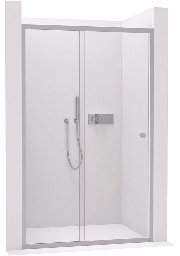 CERANO - Porta scorrevole per doccia Varone POINT L/P - 6 mm - cromata, vetro trasparente - 130x195 cm