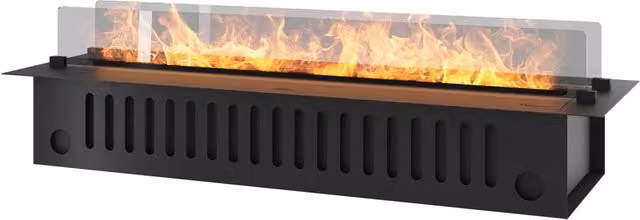 Camino a vapore elettrico da incasso Invapo con ricarica automatica, LED RGB e controllo tramite app, colore nero, L 120 cm x P 48,5 cm x H 33 cm