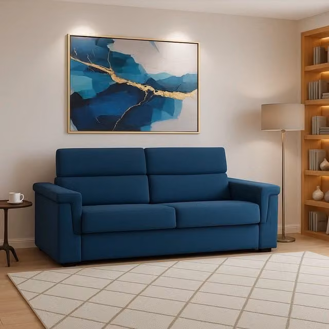 Divano Lapio a 2 posti blu Made in Italy con rivestimento sfoderabile L: 185 cm, P: 95 cm, H: 100 cm – 1