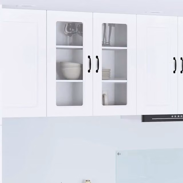 Armadio da cucina a parete vidaXL bianco con ante in vetro e finitura opaca L: 80 cm, P: 31 cm, H: 80 cm