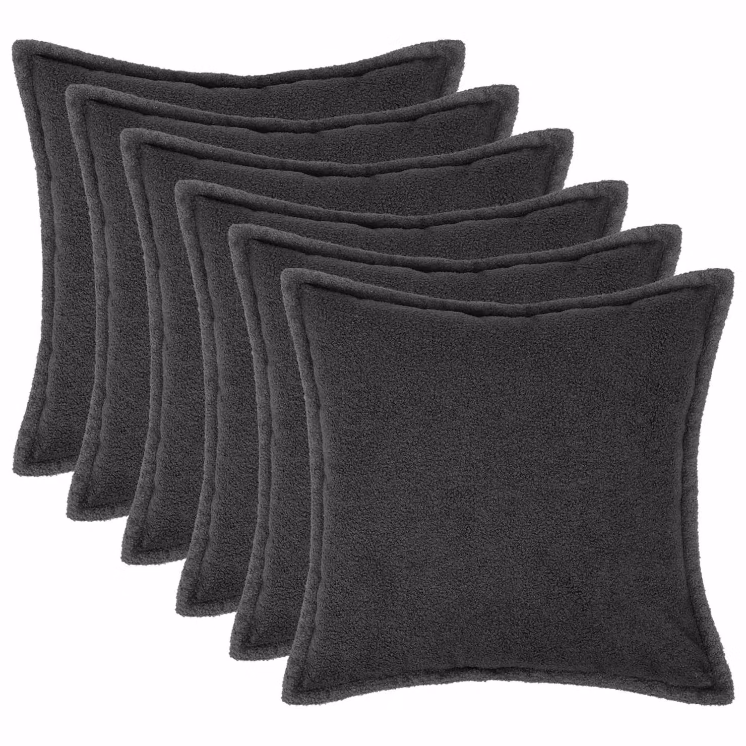 Set di 6 federe vidaXL HOUTEN Grigio Scuro in tessuto bouclé, L 50 cm x P 50 cm
