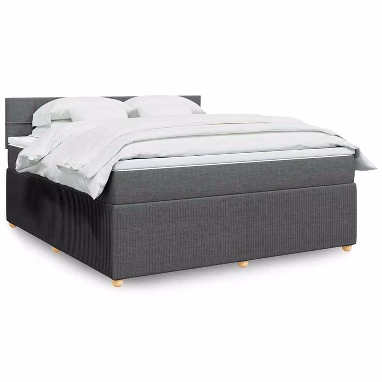 vidaXL Giroletto a Molle con Materasso Ibrido in Tessuto Grigio e Bianco, L/P: 180 x 200 cm