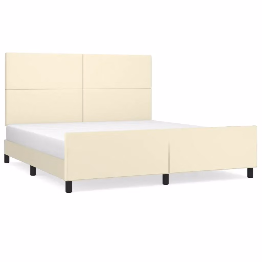 Giroletto con Testiera vidaXL in Similpelle Beige L/P/H: 160 x 200 x 128 cm – 2