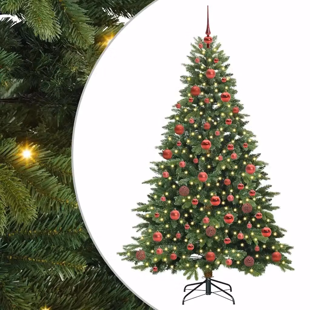 Albero di Natale artificiale vidaXL verde con 300 LED warm white in PE e PVC, Altezza: 180 cm – 2