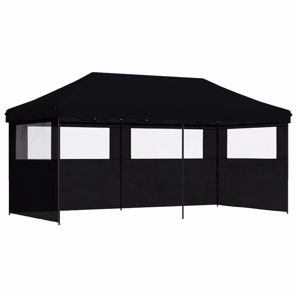 Tendone per feste pop-up pieghevole vidaXL con 3 pareti e finestra, nero, L/P/H: 580 x 292 x 315 cm – 2