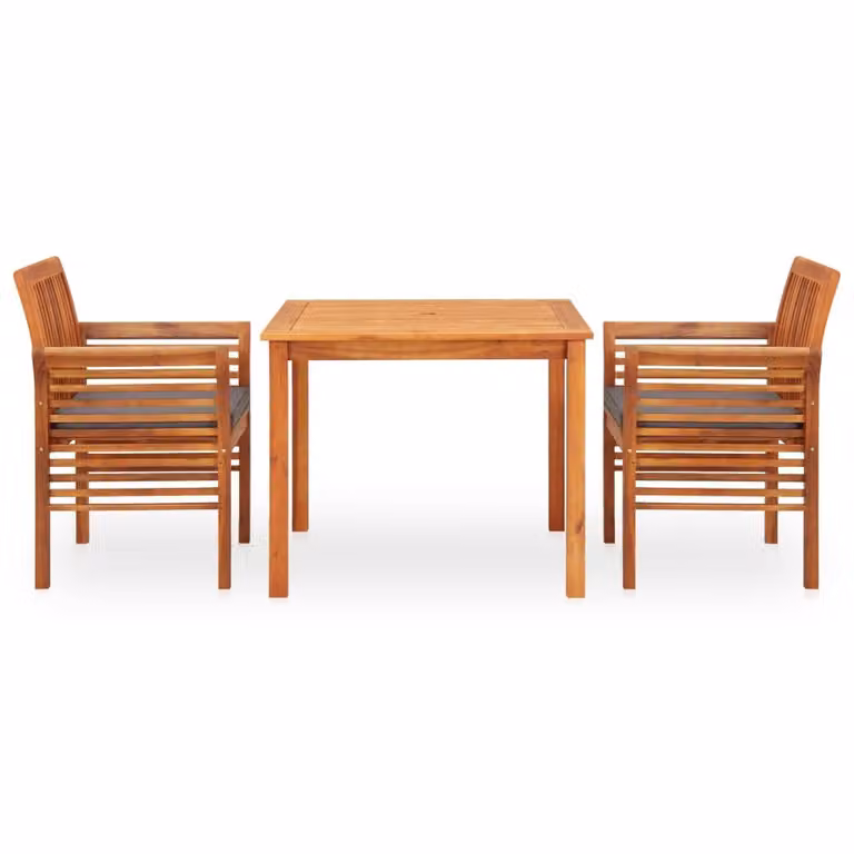 Set da Pranzo da Giardino 3 pz con Cuscini Massello di Acacia