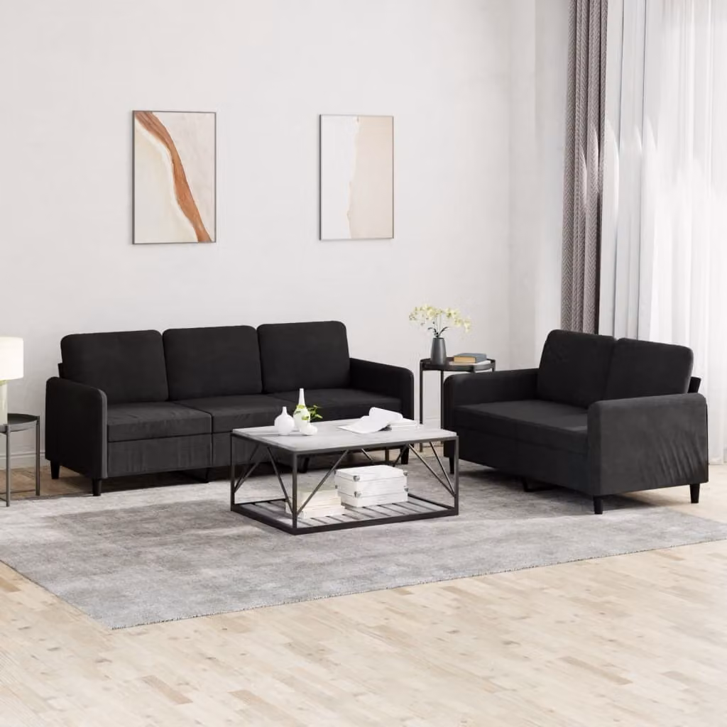 Maison Exclusive - Set divano a 2 posti in velluto nero