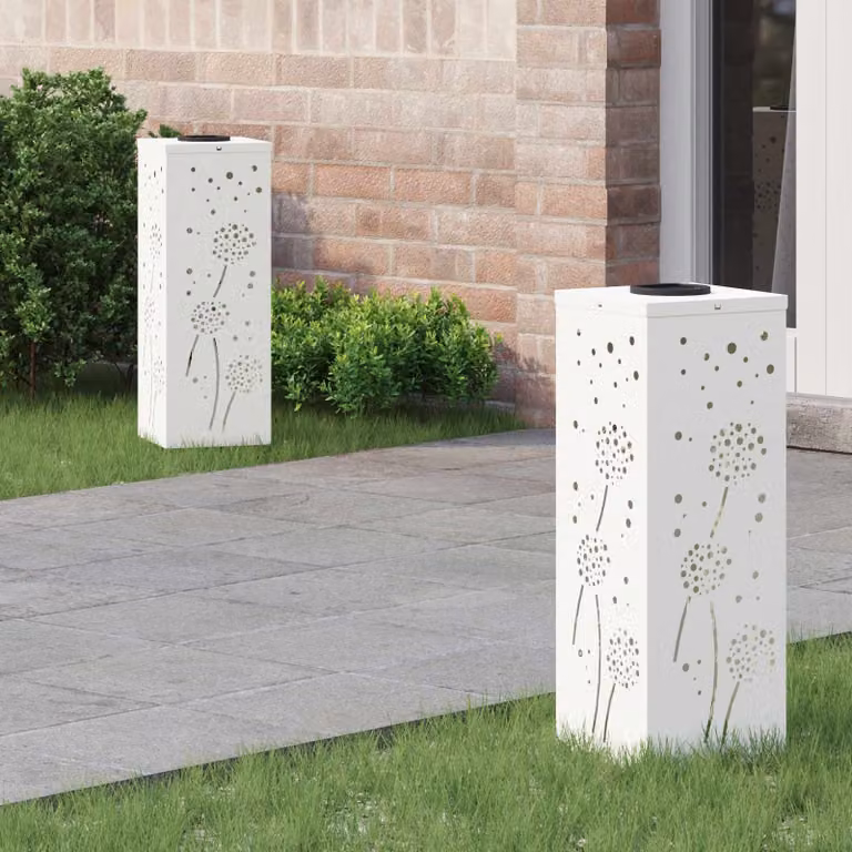 Set di 2 faretti LED solari vidaXL per sentieri e giardino, luce bianco caldo, H x L x P: 50 x 18 x 18 cm