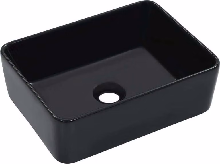 The Living Store Lavabo 40 x 30 x 13 cm in Vetroceramica nera