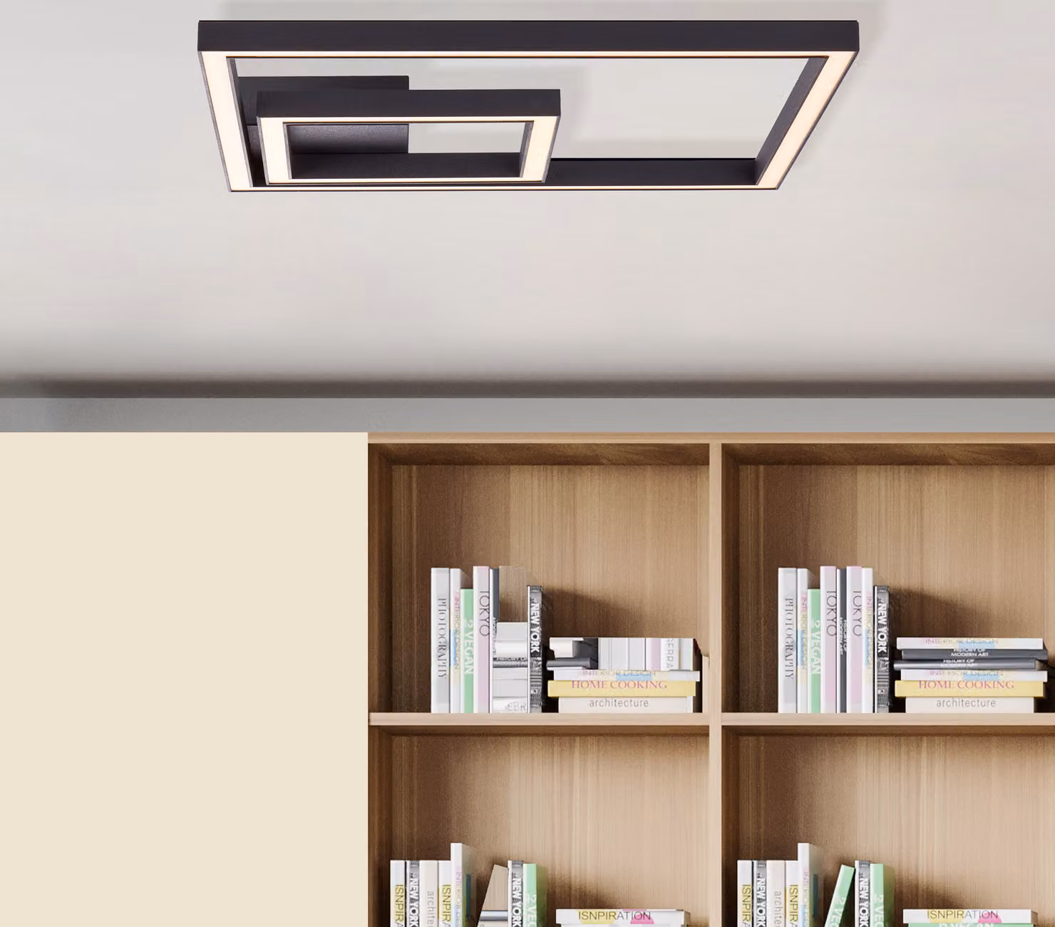 BRILLANTE plafoniera moderna a LED in nero | lampada da soffitto in 40x40 cm | metallo/plastica | 24W 2800 lumen 3000 Kelvin