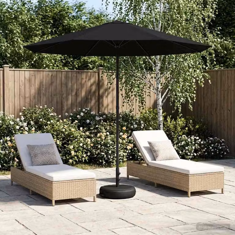 Parasole da Giardino vidaXL con Base Rettangolare e Copertura in Poliestere, Colore Nero, L/P/H: 2,3 x 2,3 x 2,28 m
