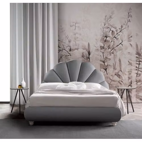 Letto imbottito matrimoniale fisso o con contenitore Pietra di Sole Nefi Italia