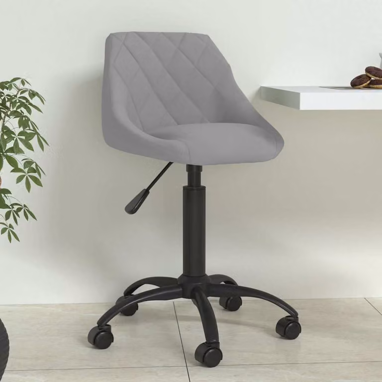 Sedia da ufficio girevole 360 gradi vidaXL in velluto verde e grigio con ruote per soggiorno o sala da pranzo