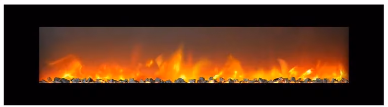 Casa Padrino Luxury LED Electric Fireplace Black 183 x 14 x H. 46,5 cm - Caminetto moderno a parete con touchscreen e telecomando