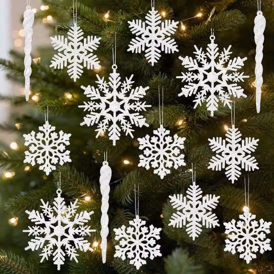 Decorazioni a forma di candela da appendere - Fiocchi di neve scintillanti e bicchieri di ghiaccio - 22 pezzi