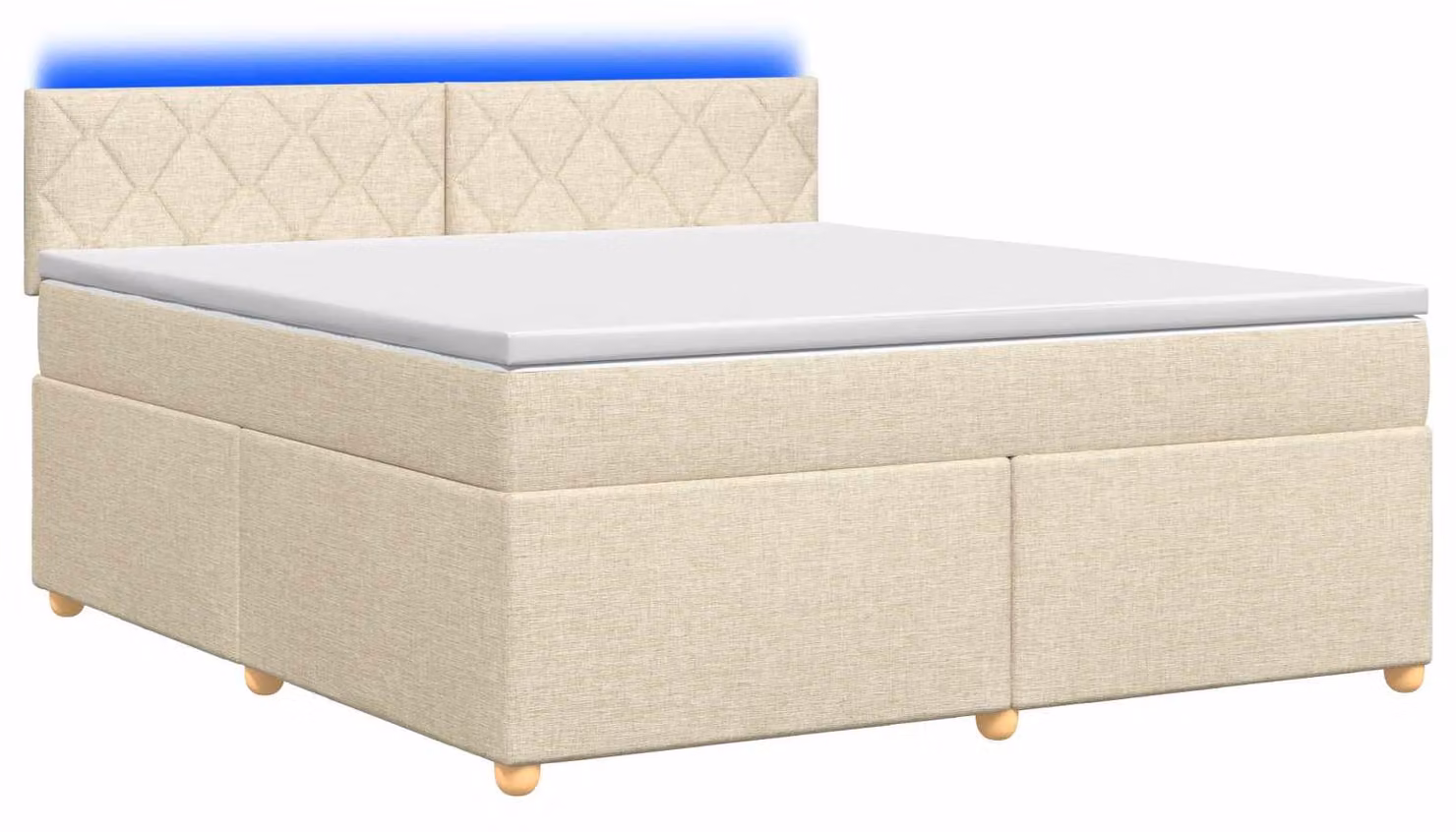 Letto a molle con materasso crema 180 x 200 cm in tessuto