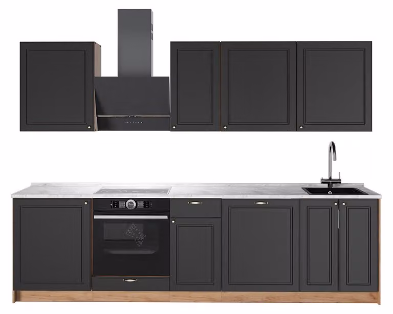 Cucina componibile Vicco Fame-Line Oro-antracite rustico/Rovere dorato 280 cm, PL Marmo, Model 64186