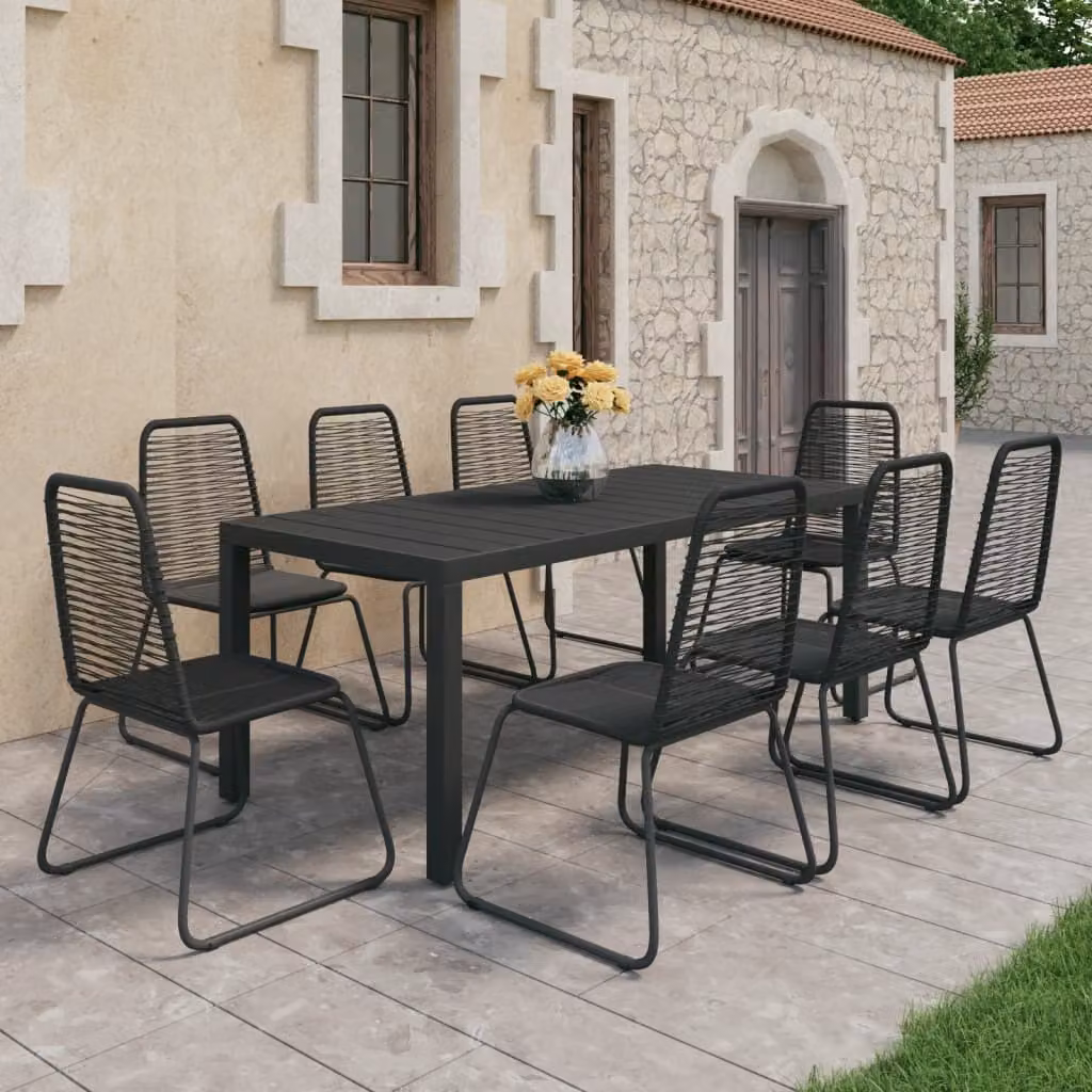 Maison Exclusive - Set da pranzo da giardino 9 pezzi in rattan PVC nero