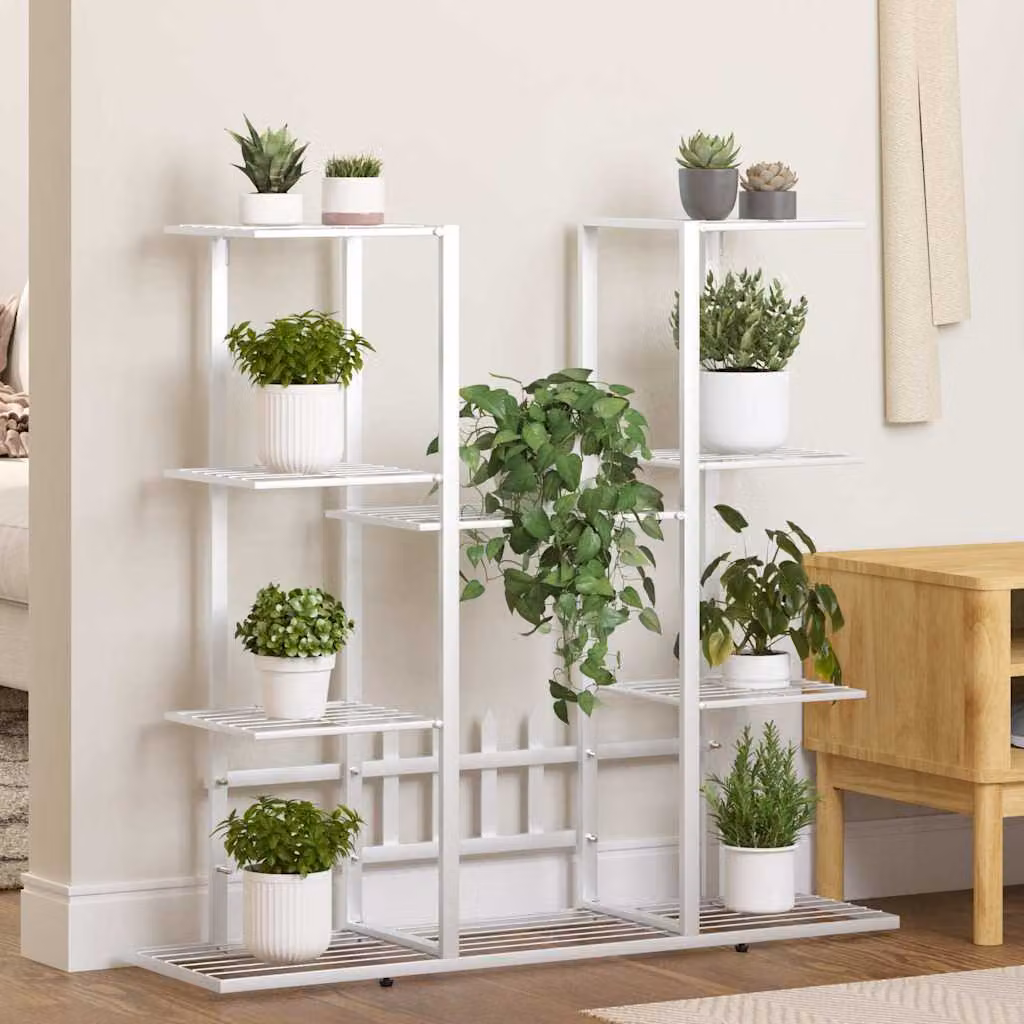 Portafiori moderno vidaXL in metallo laccato bianco L: 94,5 cm, P: 25 cm, H: 89 cm