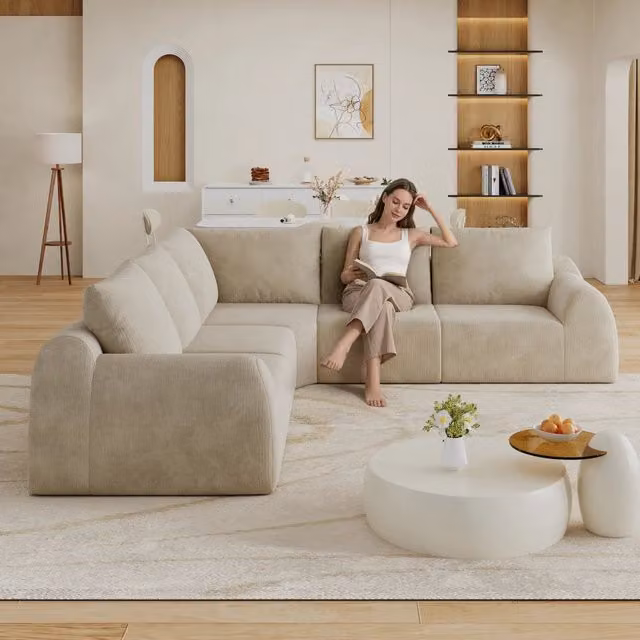 Divano comprimibile ¨C Minimal ¨C colore tortora, no montaggio, 267cm