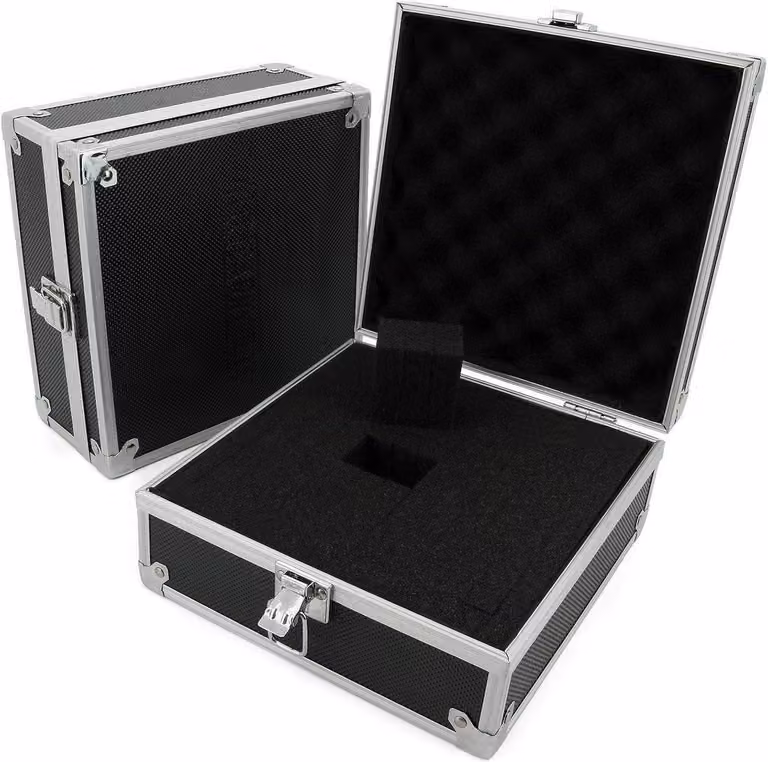 Valigetta portautensili in alluminio, piccola, vuota, dimensioni 200x200x90 mm, alluminio/nero - AR Carry Box®
