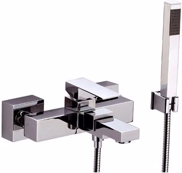 Rubinetto vasca duplex esterno, con flessibile cm.150 e supporto e doccetta in ottone cromato - serie skyline