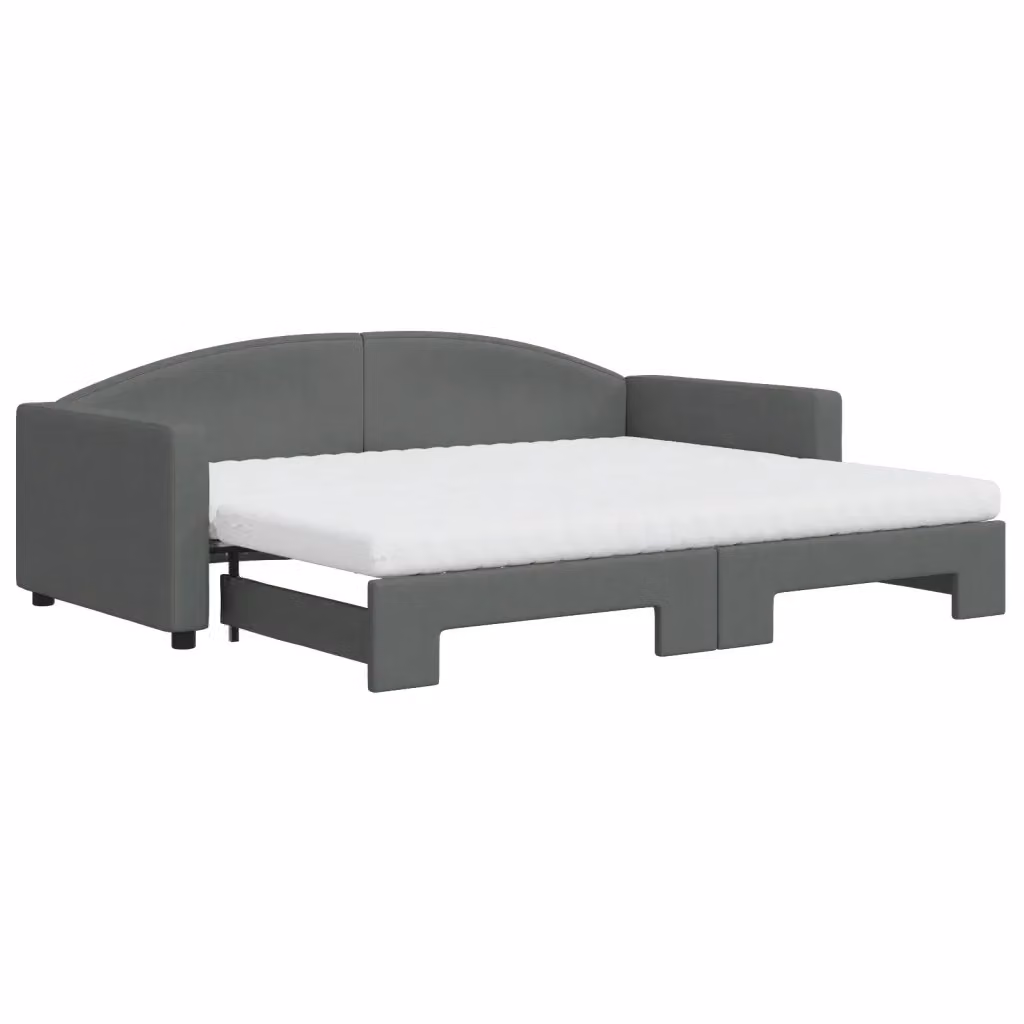 Divano Letto Estraibile vidaXL in Tessuto Grigio con Cassetto per Soggiorno e Camera da Letto L/P/H: 223 x 90 x 75 cm – 2