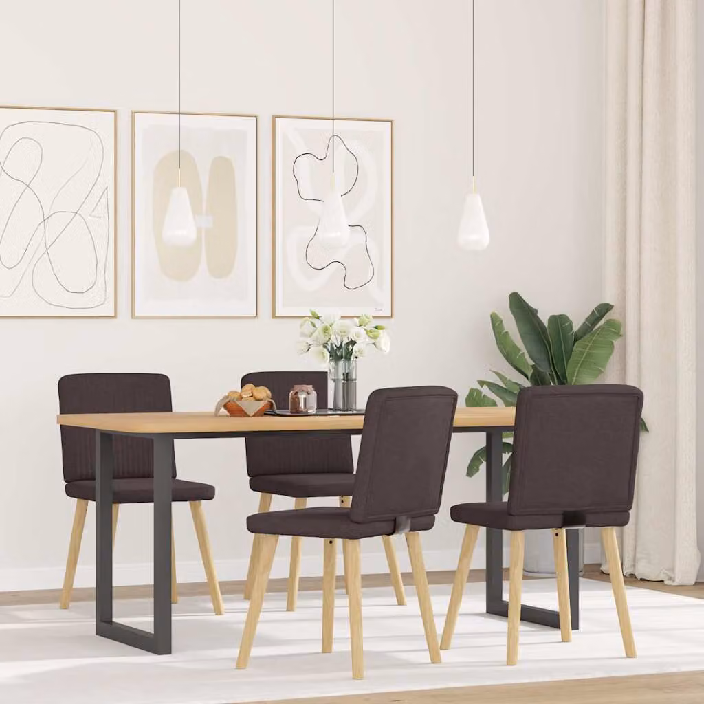 Set di 4 sedie da pranzo moderne vidaXL in tessuto marrone con struttura in legno e metallo