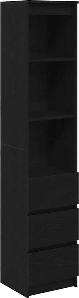Credenza Rovere Nero 37,5x35x180 cm in Legno Multistrato