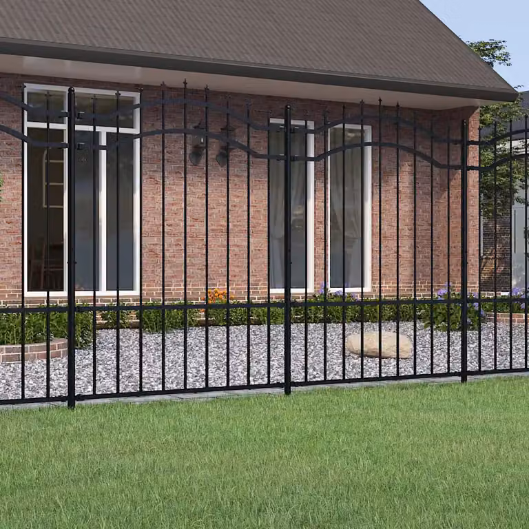 Recinzione da giardino vidaXL Woerden con punta a lancia in acciaio nero, L: 240 cm, H: 150 cm