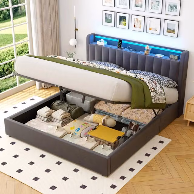 Letto contenitore 180x200 cm, colore grigio