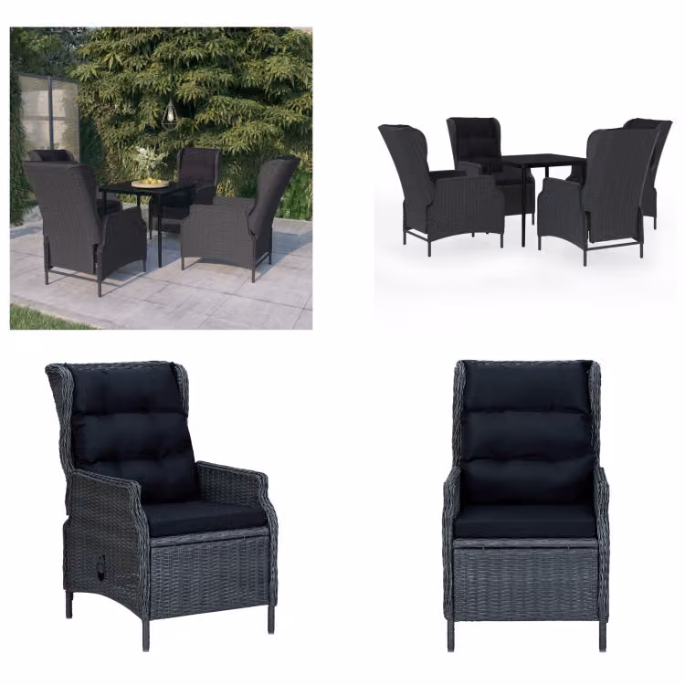 vidaXL Set da pranzo da giardino 5 pezzi grigio scuro - Set da pranzo da giardino - Set da pranzo in polirattan - Set da pranzo da esterno