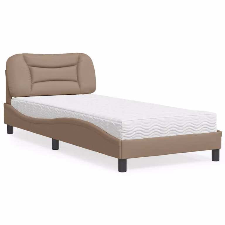 Letto con Materasso Hvar vidaXL in Similpelle Cappuccino L/P: 90 x 200 cm