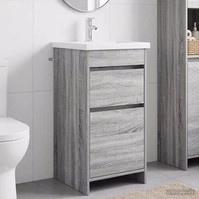 Mobile da bagno moderno vidaXL con lavabo in MDF grigio opaco L: 42 cm, P: 40 cm, H: 84,5 cm – 1