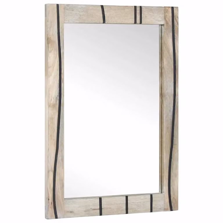 Specchio da bagno rettangolare minimalista vidaXL, Bianco, L: 50 cm, P: 2,5 cm, H: 70 cm