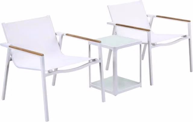 Set Tavolino e 2 Sedie da Giardino in Alluminio Kraus Raffaello Bianco