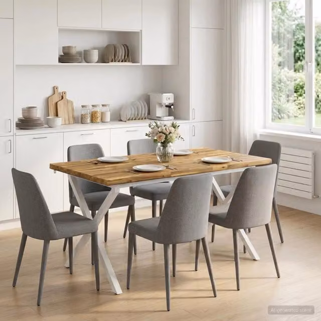 Tavolo da pranzo con bordo vivo 140 x 80 x 75 cm Bianco 3425096