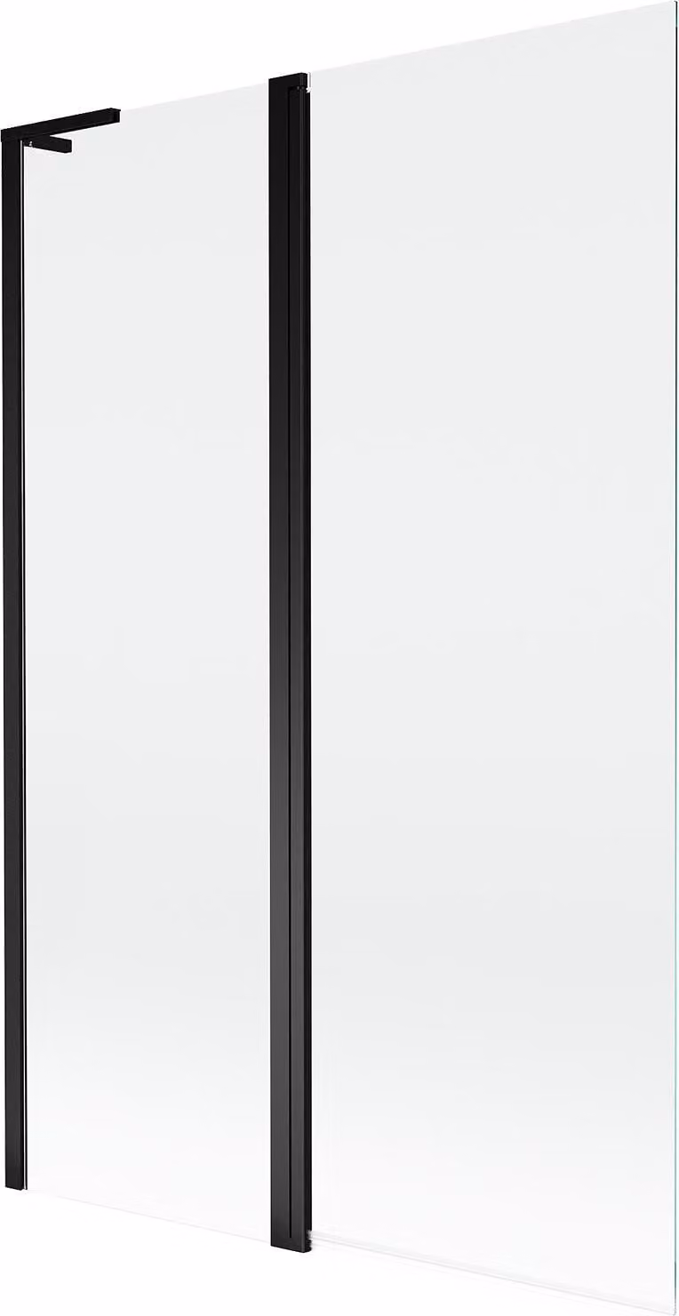 Mexen Mist L paravento per vasca da bagno a 2 ante 110 x 150 cm, trasparente, nero - 8A9L-120-011-70-00