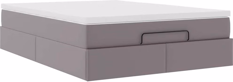 Struttura Letto Pouf con Materasso Grigio 140x190 cm Pelle finta