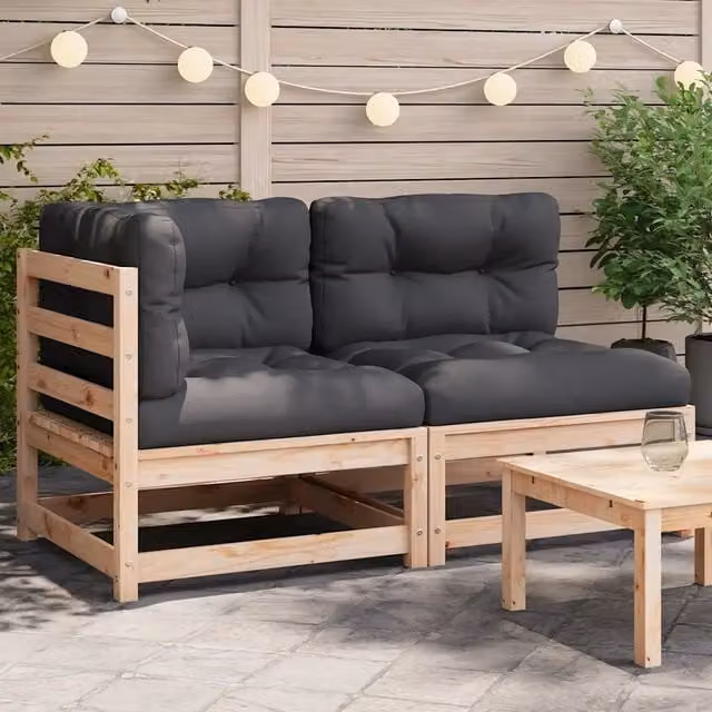 Divano da Giardino con Cuscini a 2 Posti in Legno Massello Pino 838117
