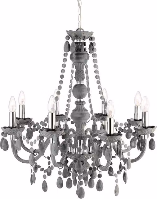Lampadario Classico Marie Therese Acciaio Cromo Acrilico Trasparente 8 Luci E14