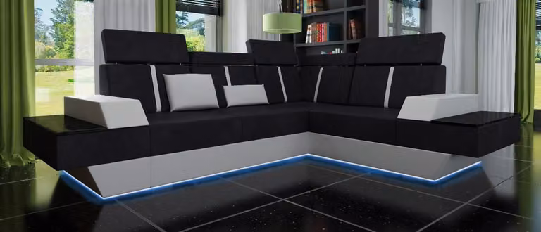Design Wohnlandschaft Sofa Ecksofa USB Leder Maßanfertigung Ecksofa
