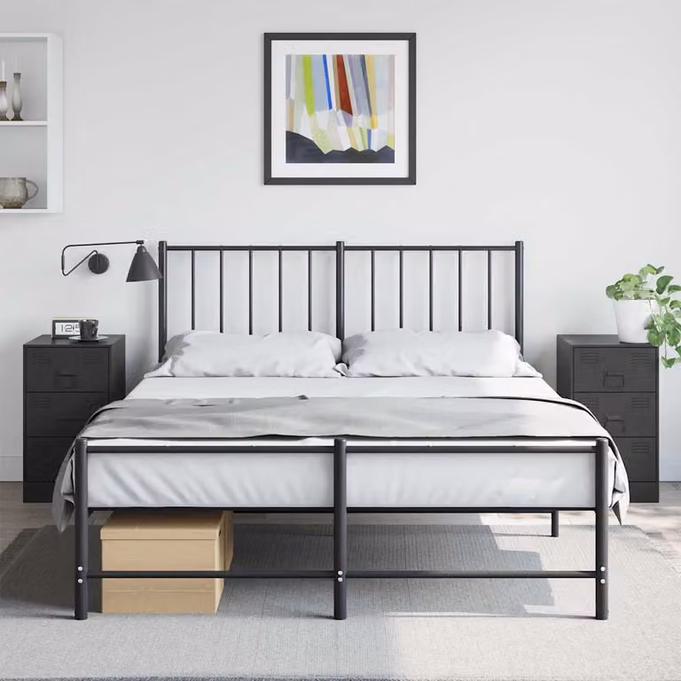 Set di 2 comodini vidaXL in metallo neri, design moderno, L 34,5 cm x P 39 cm x H 62 cm