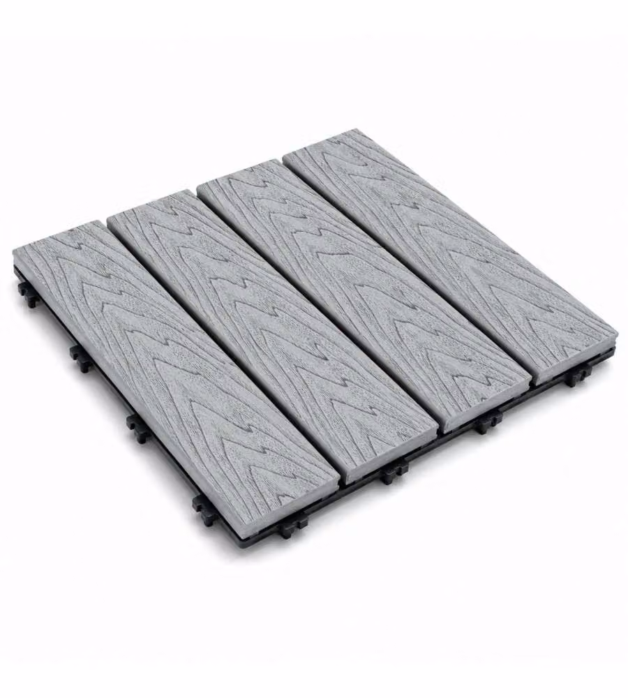 Piastrella ad incastro WPC 30x30 cm per esterni colore Grigio antiscivolo