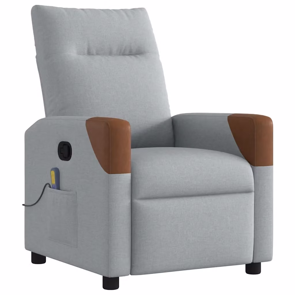 Poltrona Relax Reclinabile vidaXL in Tessuto con Braccioli, Grigio e Marrone – 2