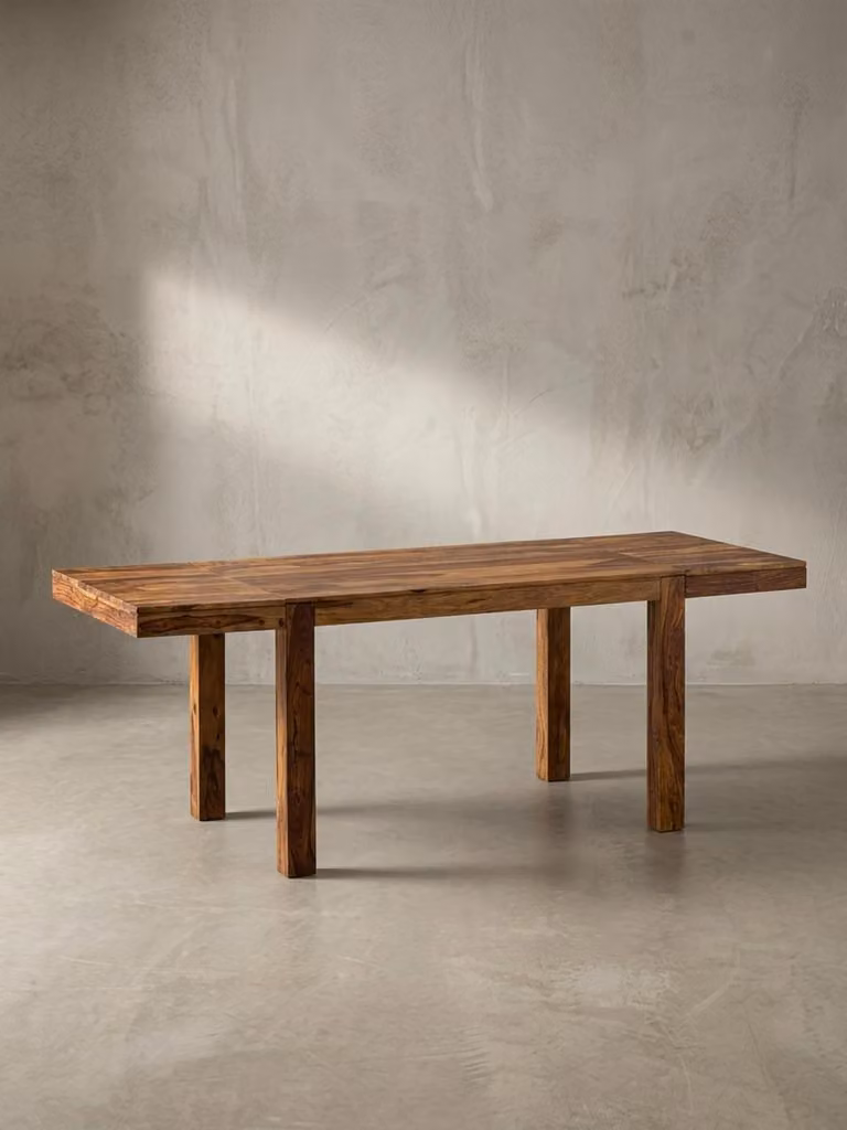 Tavolo da pranzo 120 - 200 cm in legno massello di sheesham senza tempo, tavolo da cucina allungabile, tavolo da pranzo grande rettangolare semplice, tavolo da pranzo in legno