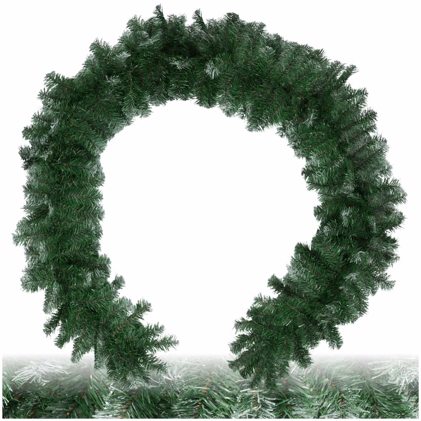 Ghirlanda natalizia Tectake verde con punte bianche e foglie in stile rustico, diametro: 30 cm – 1