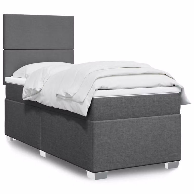 Giroletto a molle con materasso ibrido vidaXL in tessuto grigio e bianco, L/P/H: 90 x 190 cm