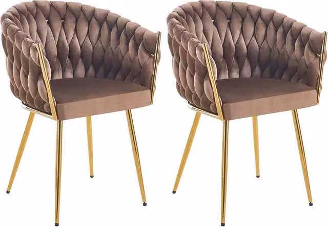 Set 2 Sedie per Sala da Pranzo e Ufficio in Velluto Marrone Sedia Ergonomica